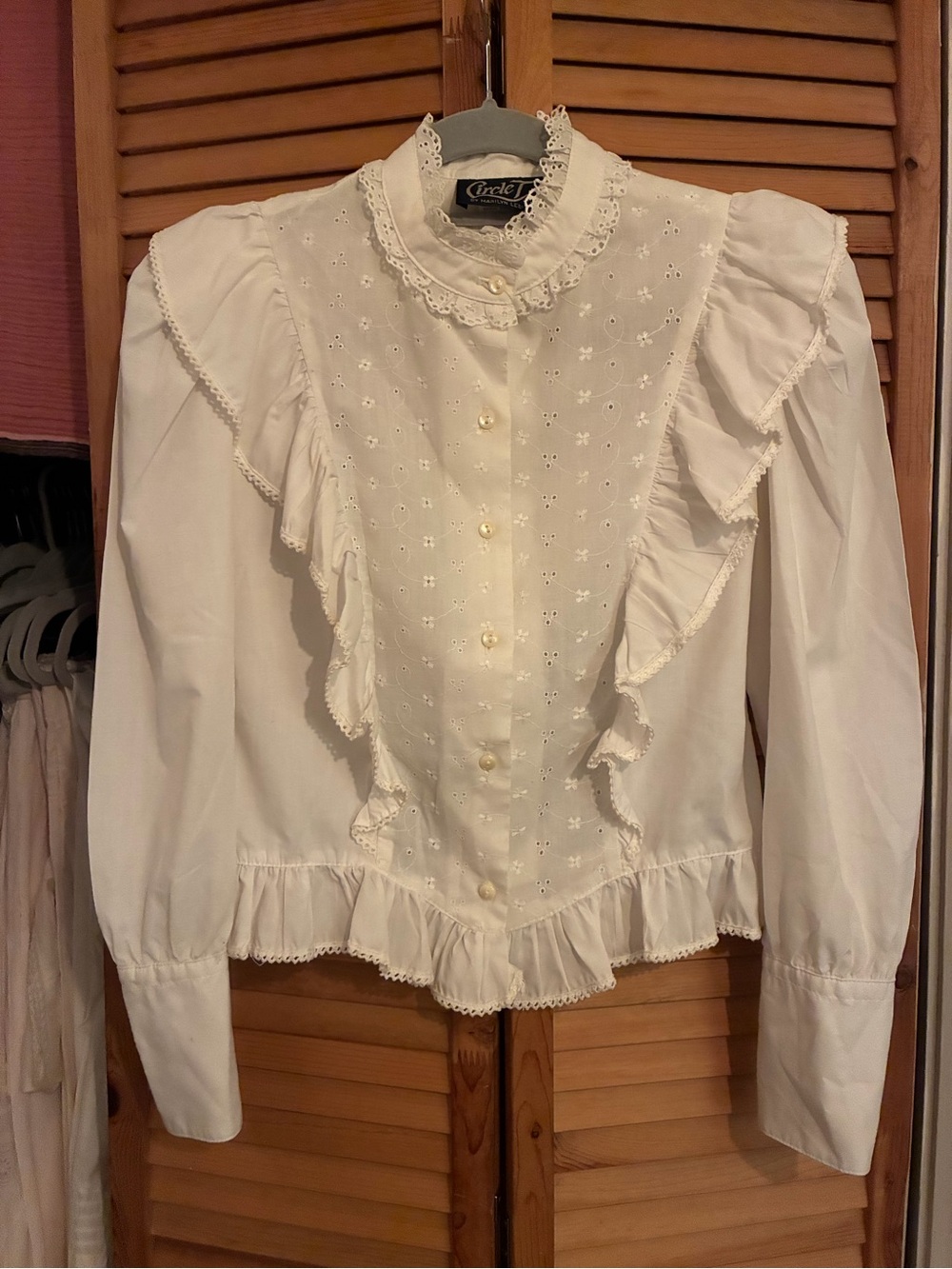 One of a kind Ruffle Eyelet Blouse Vintage Blouse